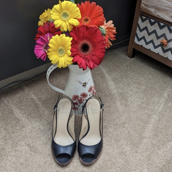 Faith Open Toe Sling Back Shoes, Black, Size 7/7.5 - Picture 8 of 15